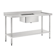 Vogue Single Bowl Sink Double Drainer - 1500mm (90mm Drain) - Hospitality Connect