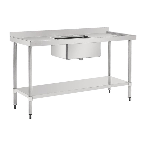 Vogue Single Bowl Sink Double Drainer - 1500mm (90mm Drain) - Hospitality Connect