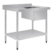 Vogue Single Bowl Sink L/H Drainer - 1000mm x 700mm (90mm Drain) - Hospitality Connect