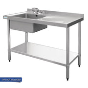 Vogue Single Bowl Sink R/H Drainer - 1200mm x 700mm (90mm Drain) - Hospitality Connect