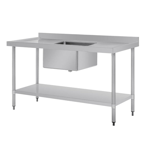 Vogue Single Bowl Sink Double Drainer - 1500mm x 700mm (90mm Drain) - Hospitality Connect