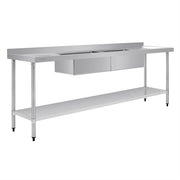 Vogue Double Bowl Sink Double Drainer - 2400mm x 700mm (90mm Drain) - Hospitality Connect