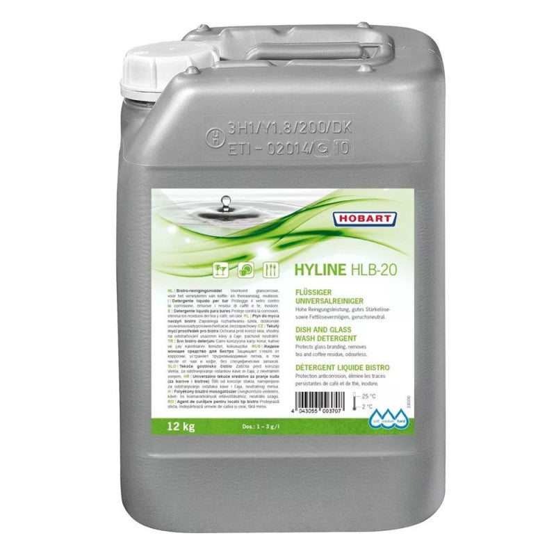 Hobart HYLINE Universal Detergent - med to hard water - chlorine free 20L HLB-2020L - Hospitality Connect