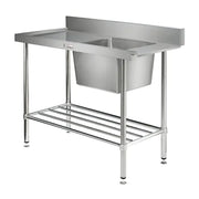 Simply Stainless Dishwasher Inlet Bench 600 Series - 1200mm Wide - Left Hand Inlet 2 x baskets wide - Hospitality Connect