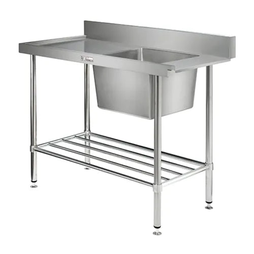 Simply Stainless Dishwasher Inlet Bench 600 Series - 1200mm Wide - Left Hand Inlet 2 x baskets wide - Hospitality Connect