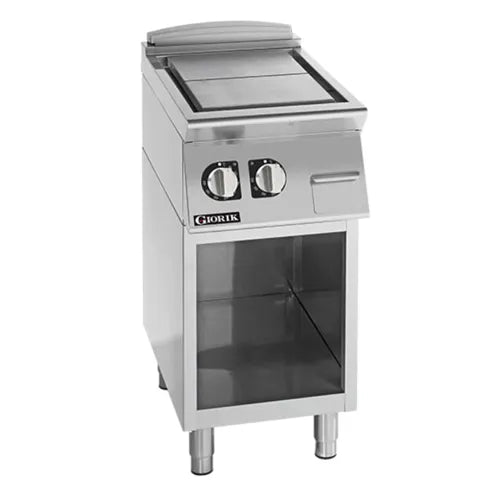 Giorik 700 Series Electric Solid Top 400mm Wide - Electric 2 x 2.1kW cooking zones / On open base TE720GT - Hospitality Connect