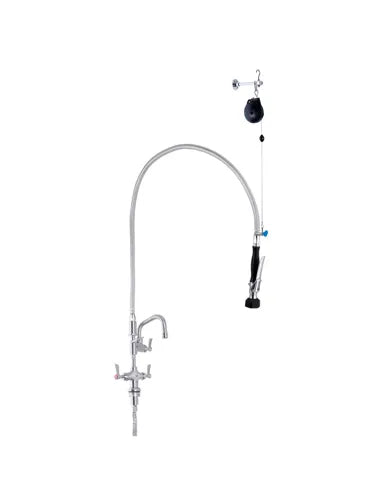 3Monkeez DUAL HOB PRE RINSE UNIT WITH LINE RETRACTOR Inc 6" Pot Filler T-3M53506 - Hospitality Connect