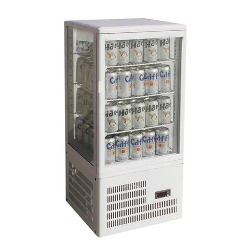 Thermaster Four-Sided Countertop Beverage Display Fridge White TCBD78W - Hospitality Connect