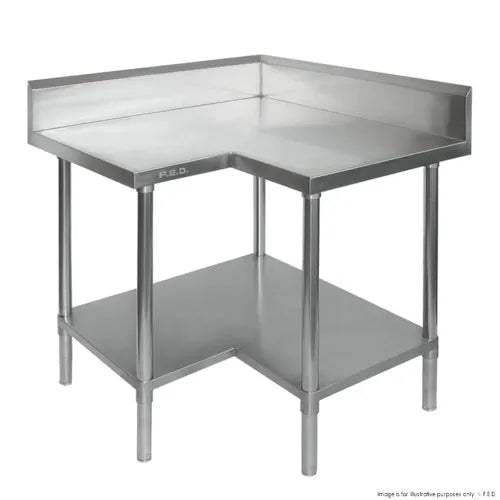 Modular Corner Workbench with 100mm Splashback, 900x900x900mm 0900-7-WBCBH. - Hospitality Connect