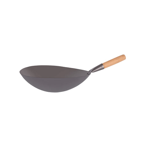CHEF INOX WOK CAST IRON w/WOODEN HDL 380mm - Hospitality Connect