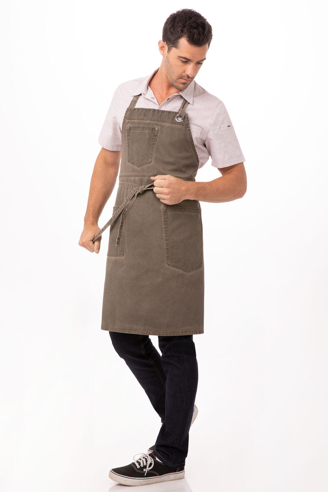 Chef Works Dorset Bib Apron- Earth Brown - Hospitality Connect
