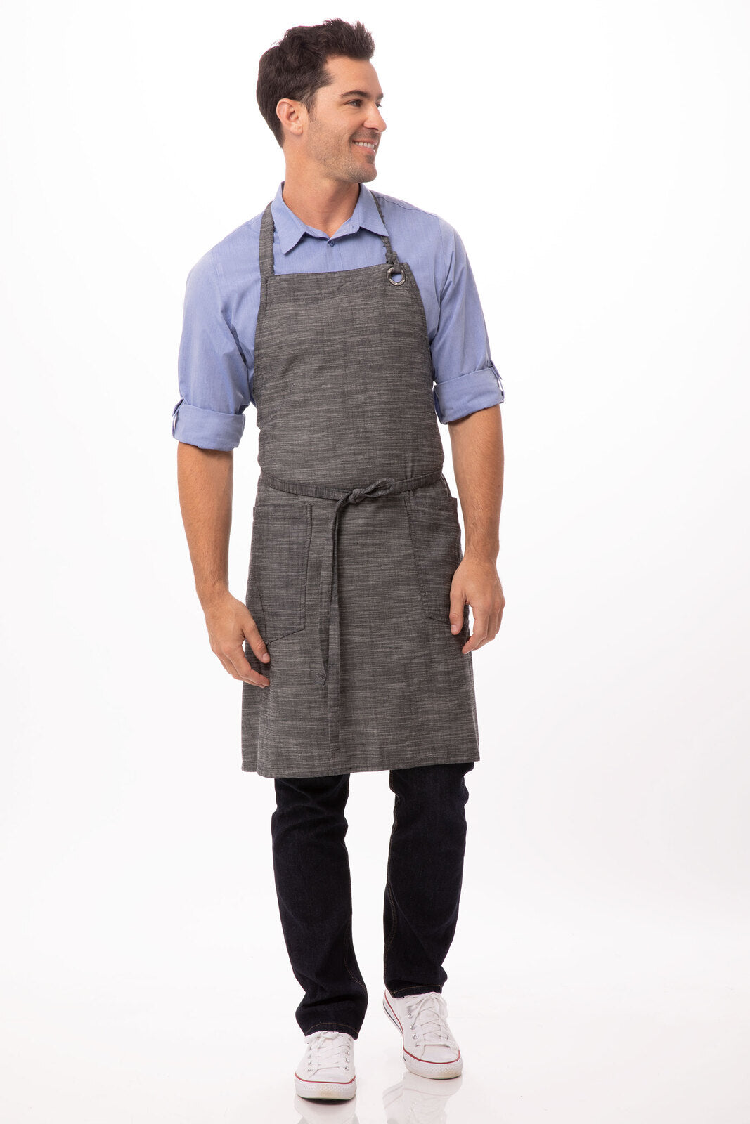 Chef Works Corvallis Bib Apron- Black Steel Grey - Hospitality Connect