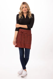 Chef work Uptown Half Bistro Apron- Red Navy - Hospitality Connect
