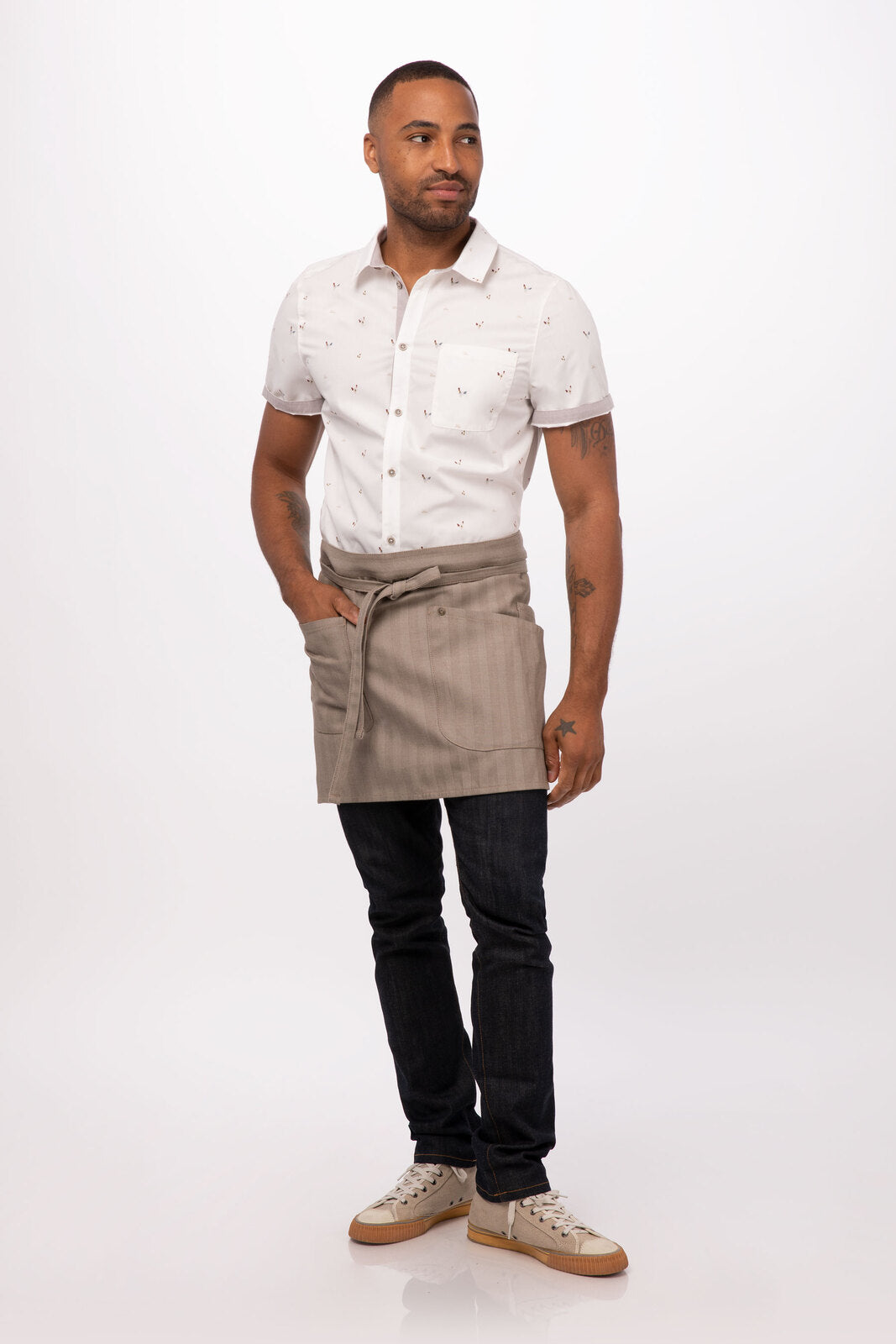 Chef Works Seattle Half Bistro Apron- Taupe - Hospitality Connect