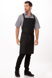Chef Works Cross-Back Bib Apron- Black - Hospitality Connect