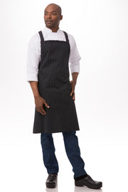 Chef Works Cross-Back Bib Apron- Black/White - Hospitality Connect