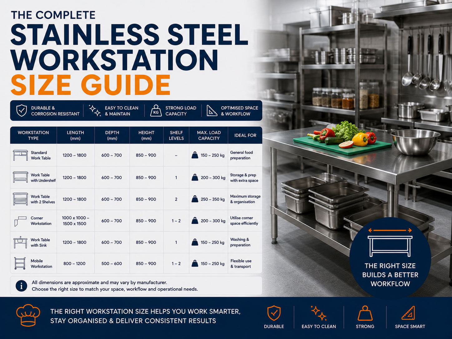 Commercial Stainless Steel Workbench Size Guide: Choosing the Right Workstation