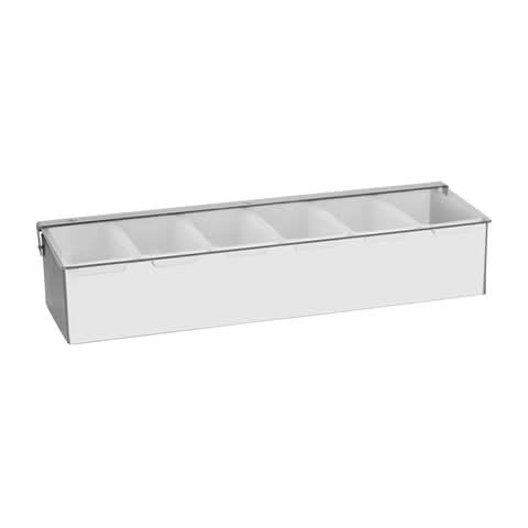Chef Inox stainless steel six compartment condiment dispenser.