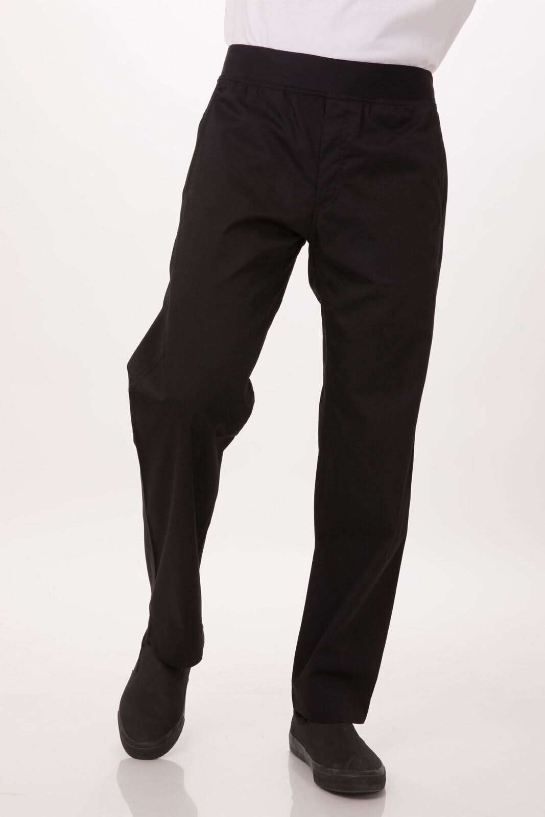 Chef Works lightweight slim chef pants in black.