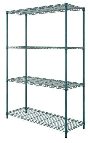 Atlas Verde four shelf wire shelving unit for commercial storage.