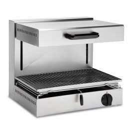 Baron adjustable height gas salamander grill with 575x400mm cooking surface, stainless steel construction, and control knobs.