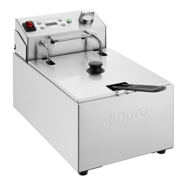 Apuro single electric fryer with timer, 5 litre 2.8kW benchtop commercial fryer.