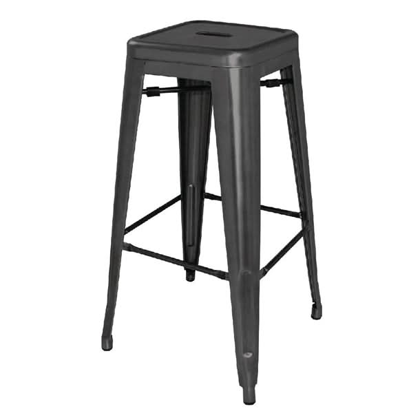 Bolero black steel bistro high stool for bars, cafes and counter seating.