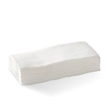 BioPak two ply white quilted dinner napkins.