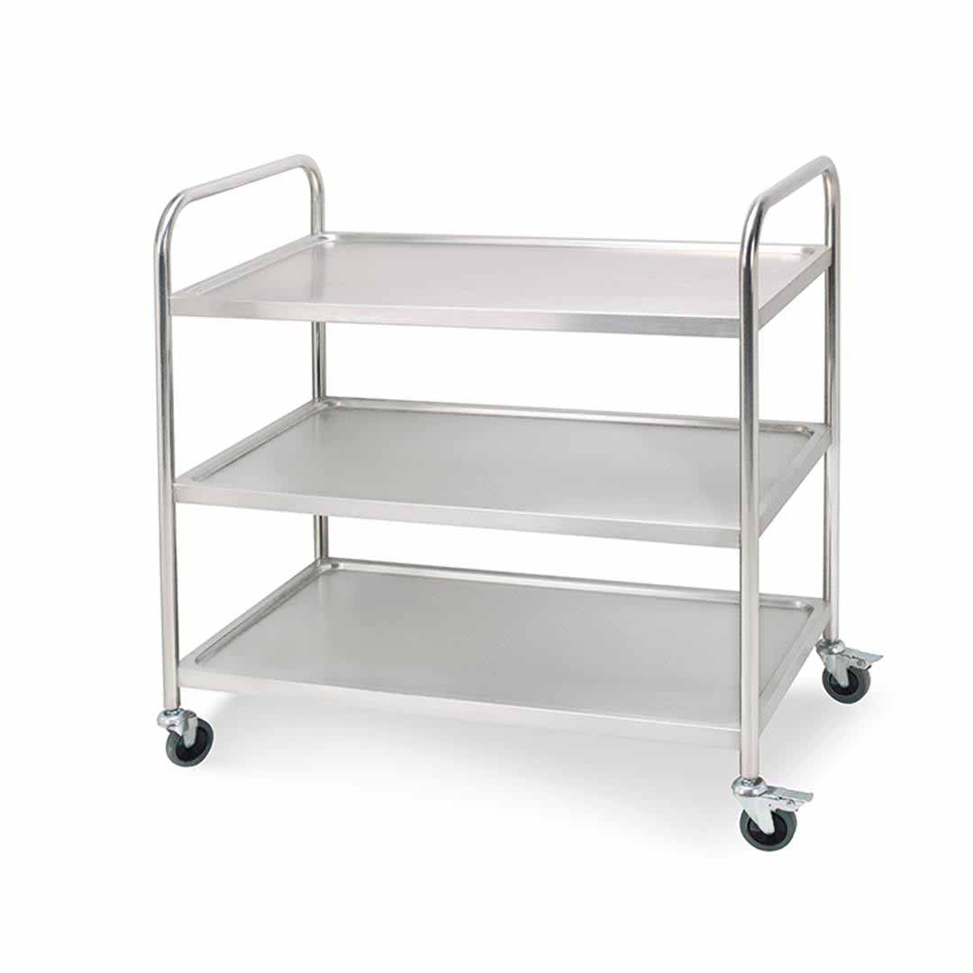 SOGA 3 Tier 86x54x94cm Stainless Steel Kitchen Dinning Food Cart Trolley Utility Round Large - Hospitality Connect