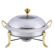 SOGA Stainless Steel Gold Accents Round Buffet Chafing Dish Cater Food Warmer Chafer with Glass Top Lid - Hospitality Connect