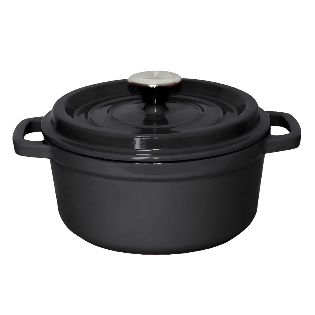 SOGA Cast Iron 24cm Stewpot Casserole Stew Cooking Pot With Lid 3.6L Black - Hospitality Connect