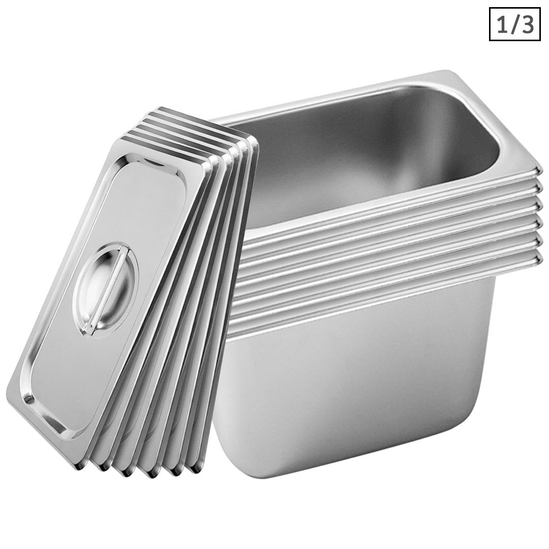 SOGA 6X Gastronorm GN Pan Full Size 1/3 GN Pan 20cm Deep Stainless Steel Tray With Lid - Hospitality Connect