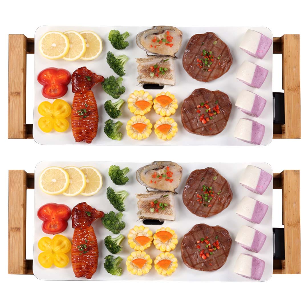 SOGA 2X Electric Ceramic BBQ Grill Non-stick Surface Hot Plate for Indoor & Outdoor White - Hospitality Connect