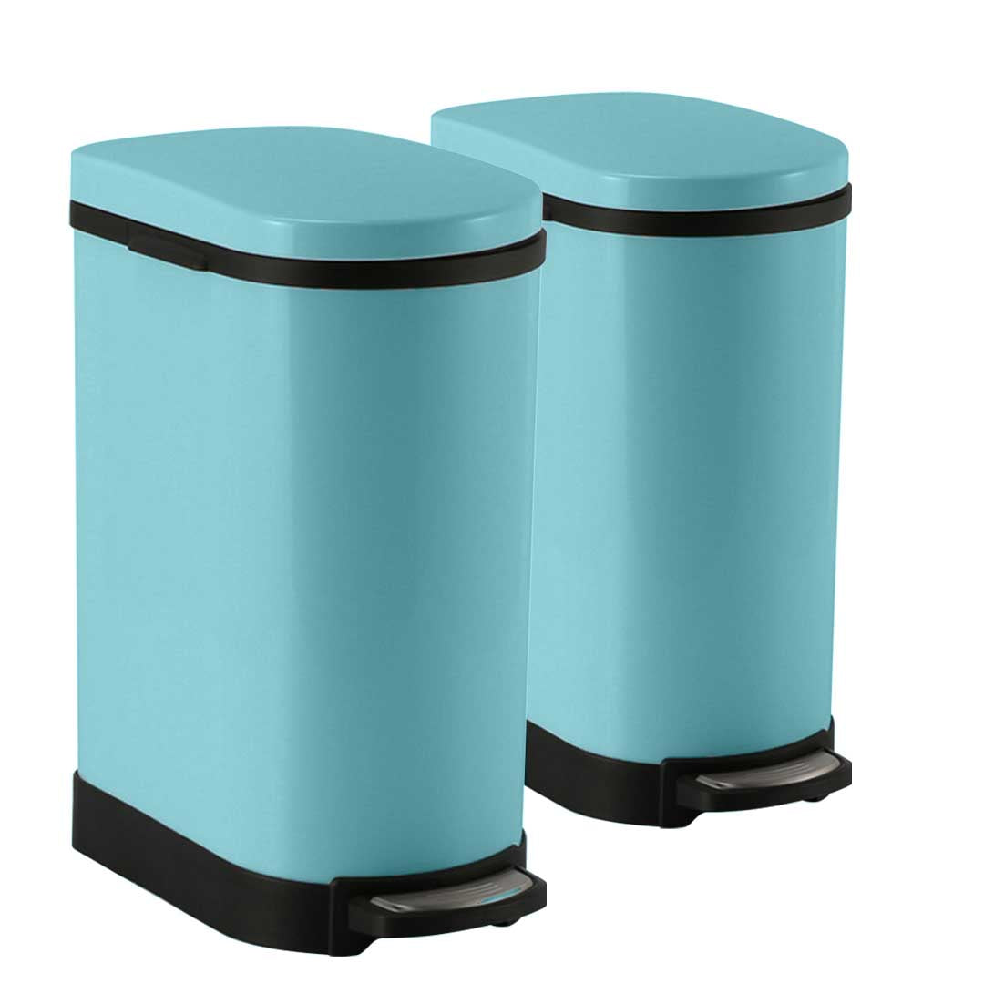 SOGA 2X 10L Foot Pedal Stainless Steel Rubbish Recycling Garbage Waste Trash Bin U Blue - Hospitality Connect
