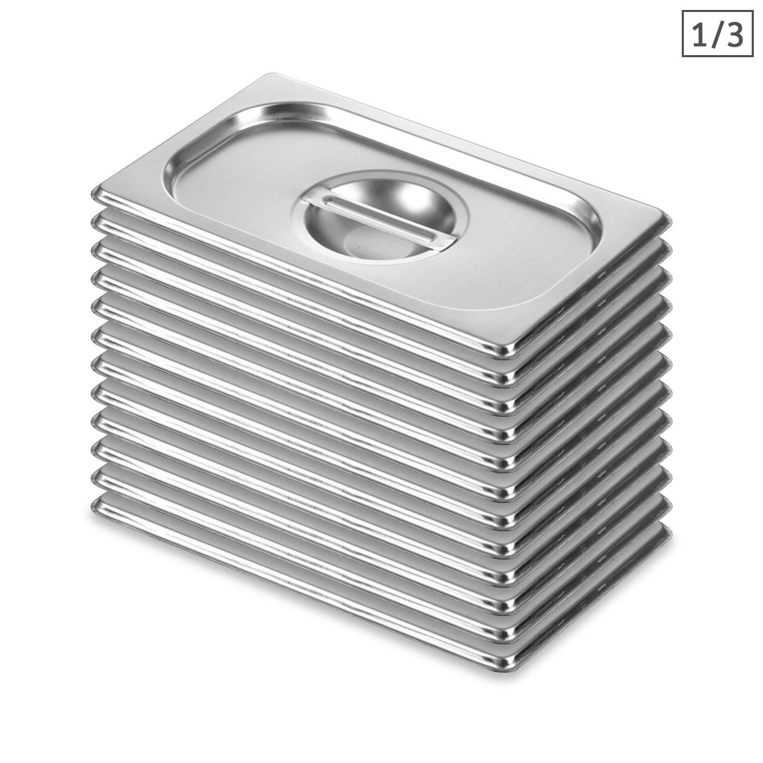 SOGA 12X Gastronorm GN Pan Lid Full Size 1/3 Stainless Steel Tray Top Cover - Hospitality Connect
