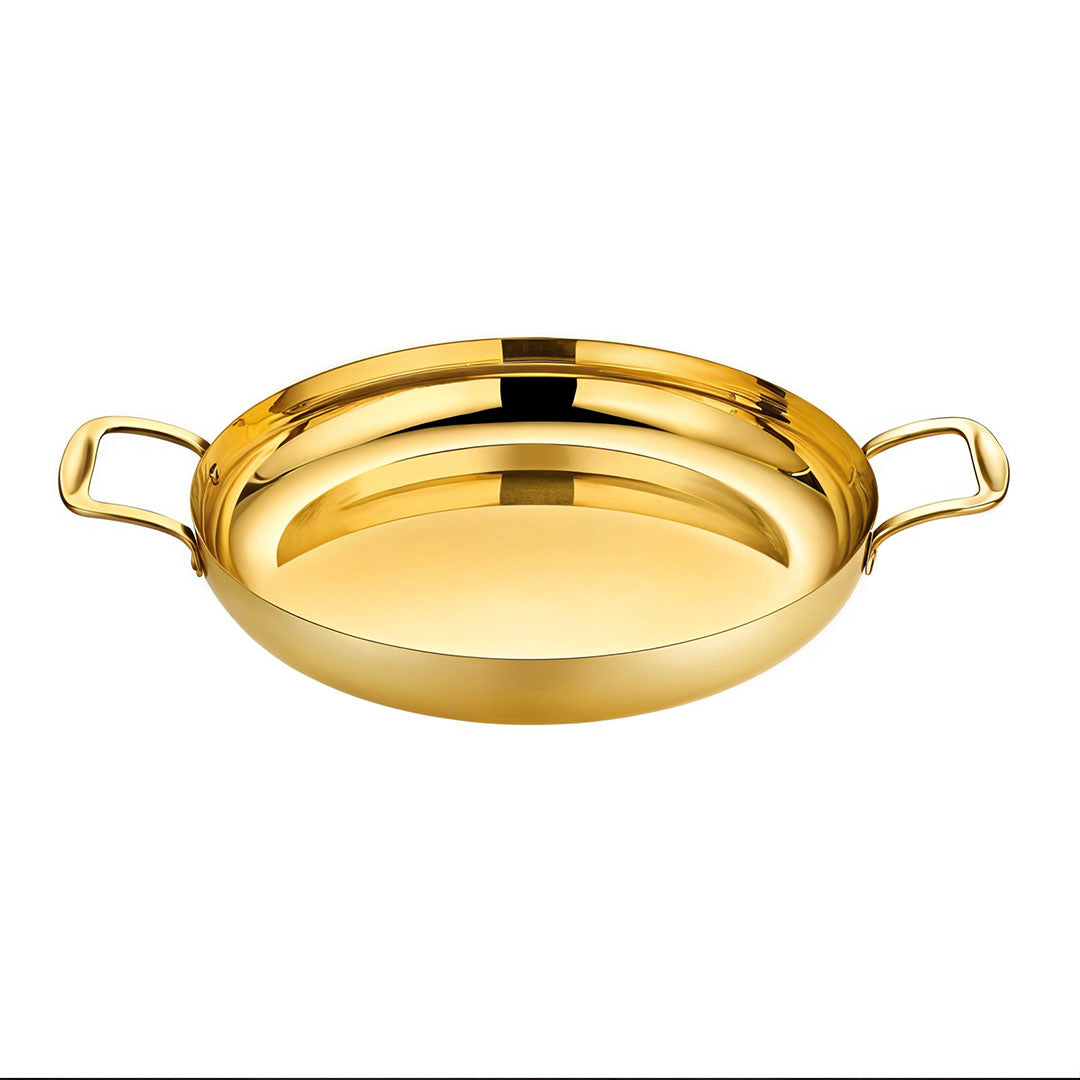 SOGA 28cm Flat Base Seafood Dry Pot in Elegant Gold Color with Durable for Kitchen Essential - Hospitality Connect