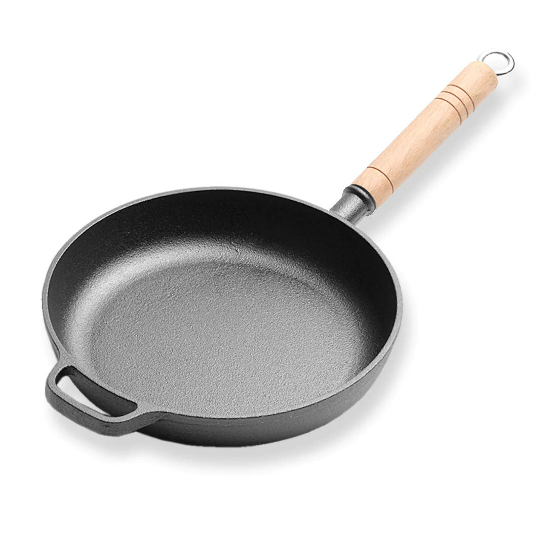 SOGA 25cm Round Cast Iron Frying Pan Skillet Steak Sizzle Platter with Helper Handle - Hospitality Connect