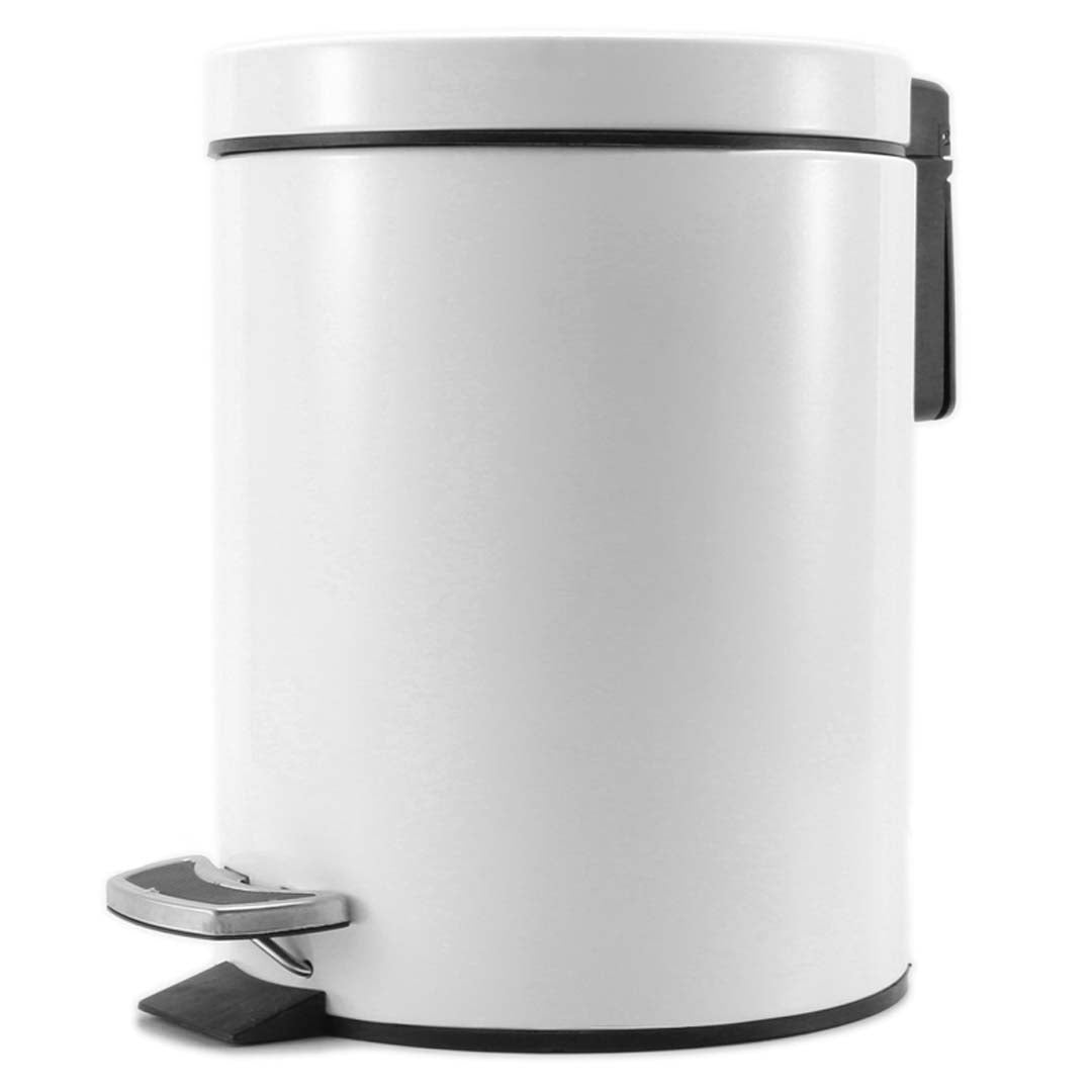 SOGA Foot Pedal Stainless Steel Rubbish Recycling Garbage Waste Trash Bin Round 12L White - Hospitality Connect