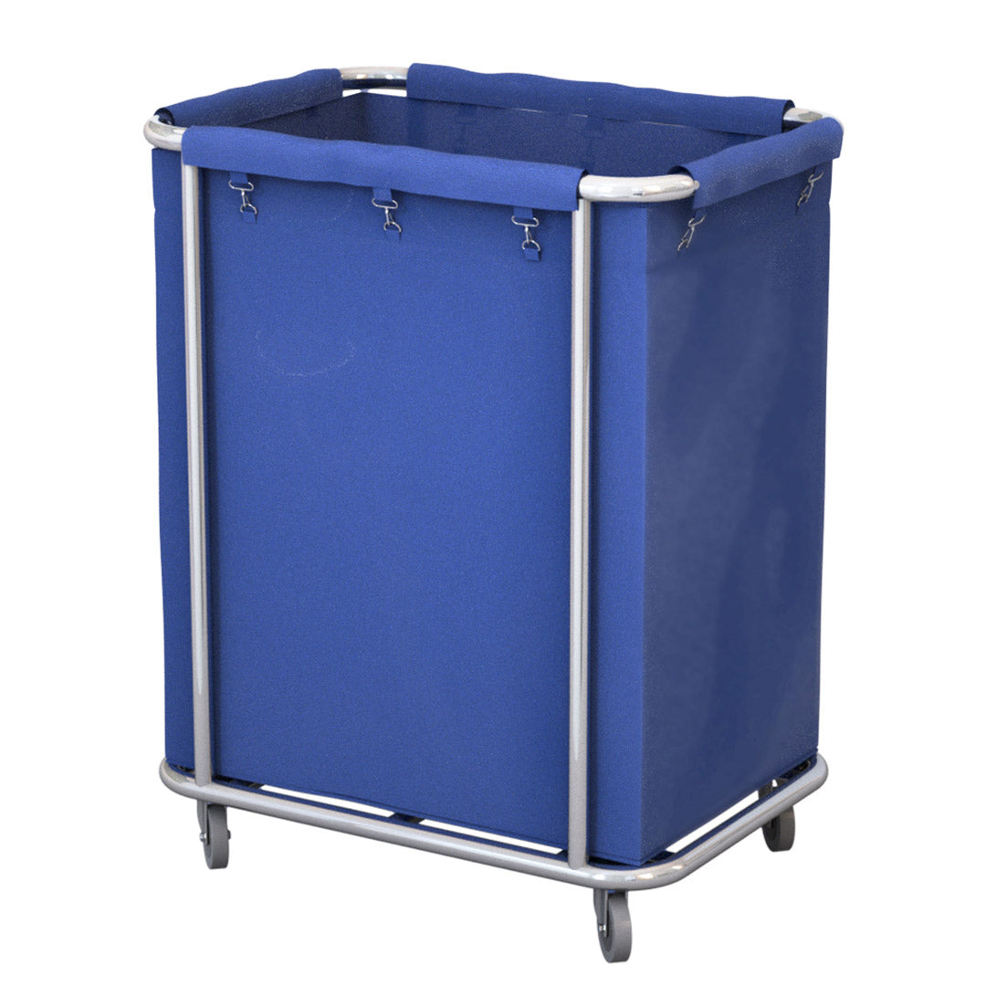 SOGA Stainless Steel Commercial Square Soiled Linen Laundry Trolley Cart with Wheels Blue - Hospitality Connect