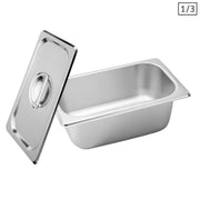 SOGA Gastronorm GN Pan Full Size 1/3 GN Pan 10cm Deep Stainless Steel Tray With Lid - Hospitality Connect