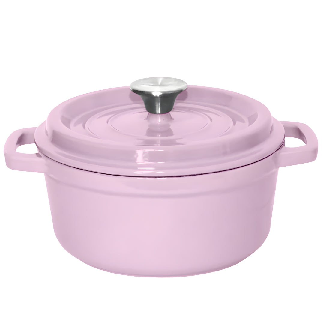 SOGA 26cm Pink Cast Iron Ceramic Stewpot Casserole Stew Cooking Pot With Lid - Hospitality Connect