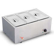 SOGA Stainless Steel 3 X 1/2 GN Pan Electric Bain-Marie Food Warmer with Lid - Hospitality Connect