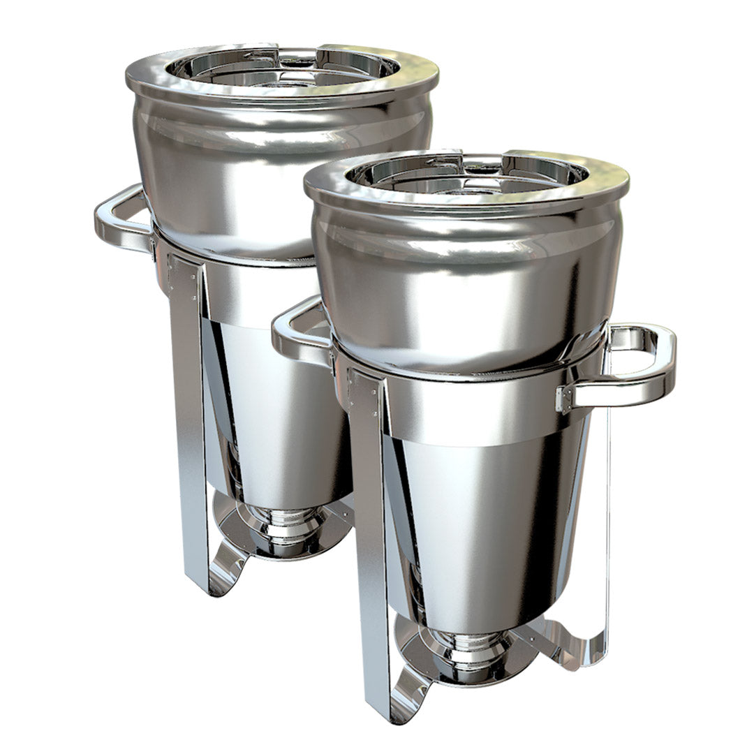 SOGA 2X 11L Round Stainless Steel Soup Warmer Marmite Chafer Full Size Catering Chafing Dish - Hospitality Connect