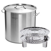 SOGA 50L Stainless Steel Stock Pot with Two Steamer Rack Insert Stockpot Tray - Hospitality Connect
