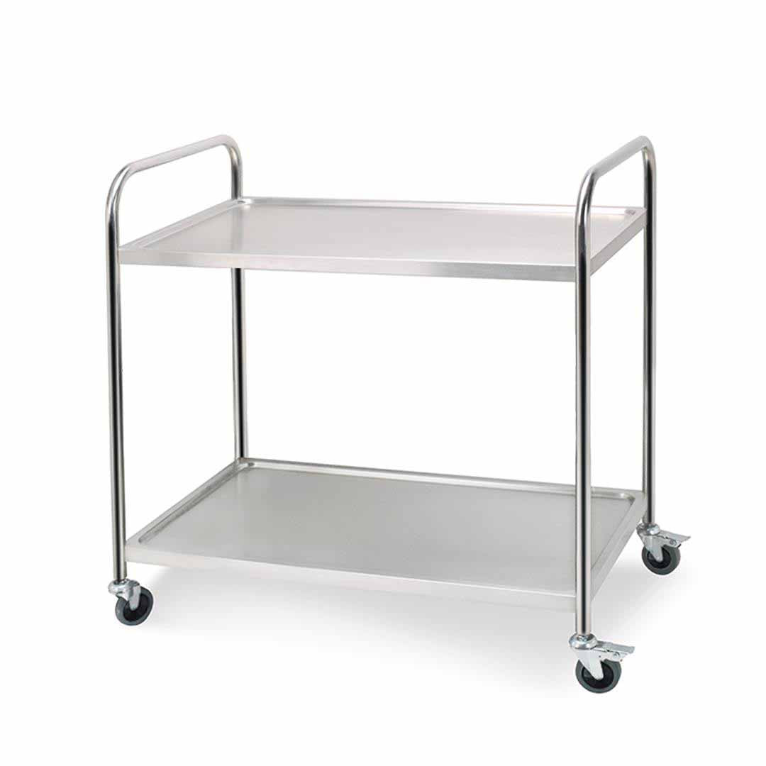 SOGA 2 Tier 86x54x94cm Stainless Steel Kitchen Dinning Food Cart Trolley Utility Round Large - Hospitality Connect