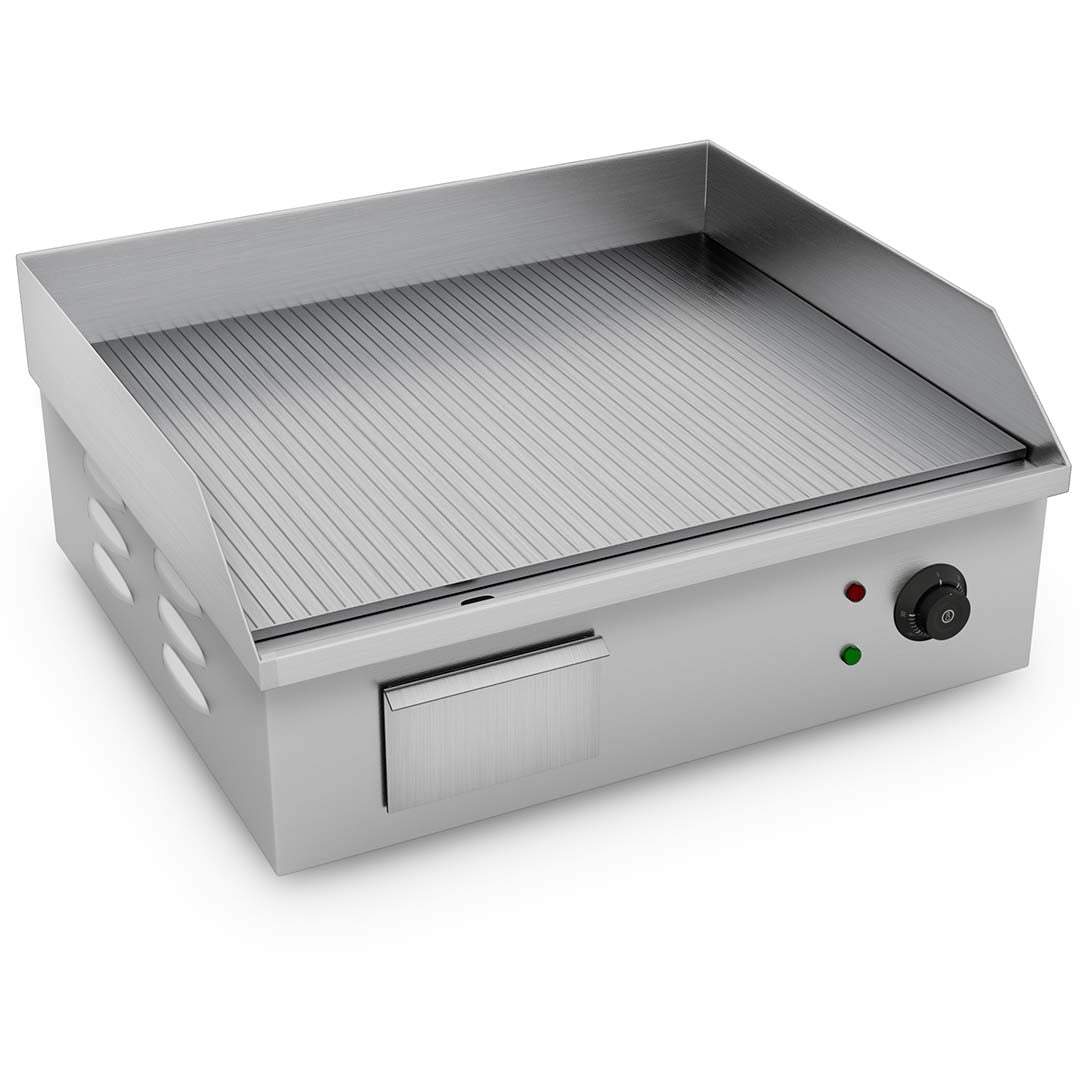 SOGA 2200W Stainless Steel Ribbed Griddle Commercial Grill BBQ Hot Plate 56*48*23cm - Hospitality Connect