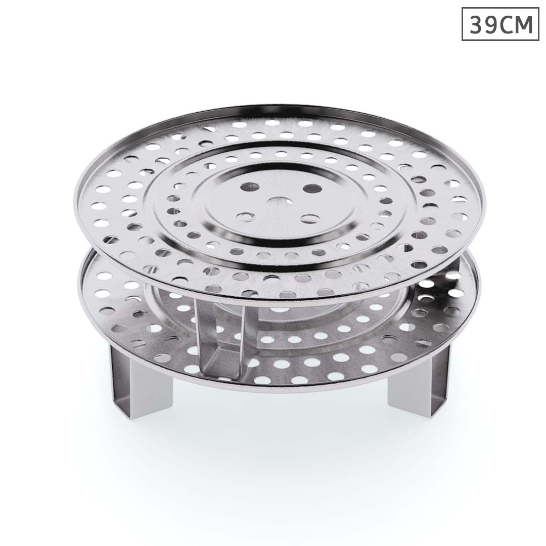 SOGA 2X 39cm Stainless Steel Steamer Insert Stock Pot Steaming Rack Stockpot Tray - Hospitality Connect