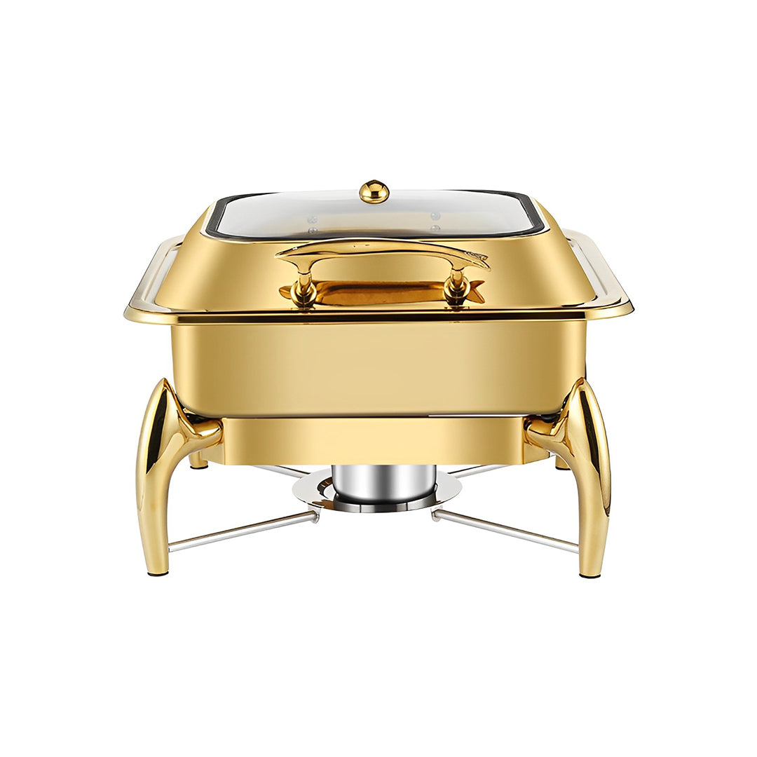 SOGA Gold Plated Stainless Steel Square Chafing Dish Tray Buffet Cater Food Warmer Chafer with Top Lid - Hospitality Connect