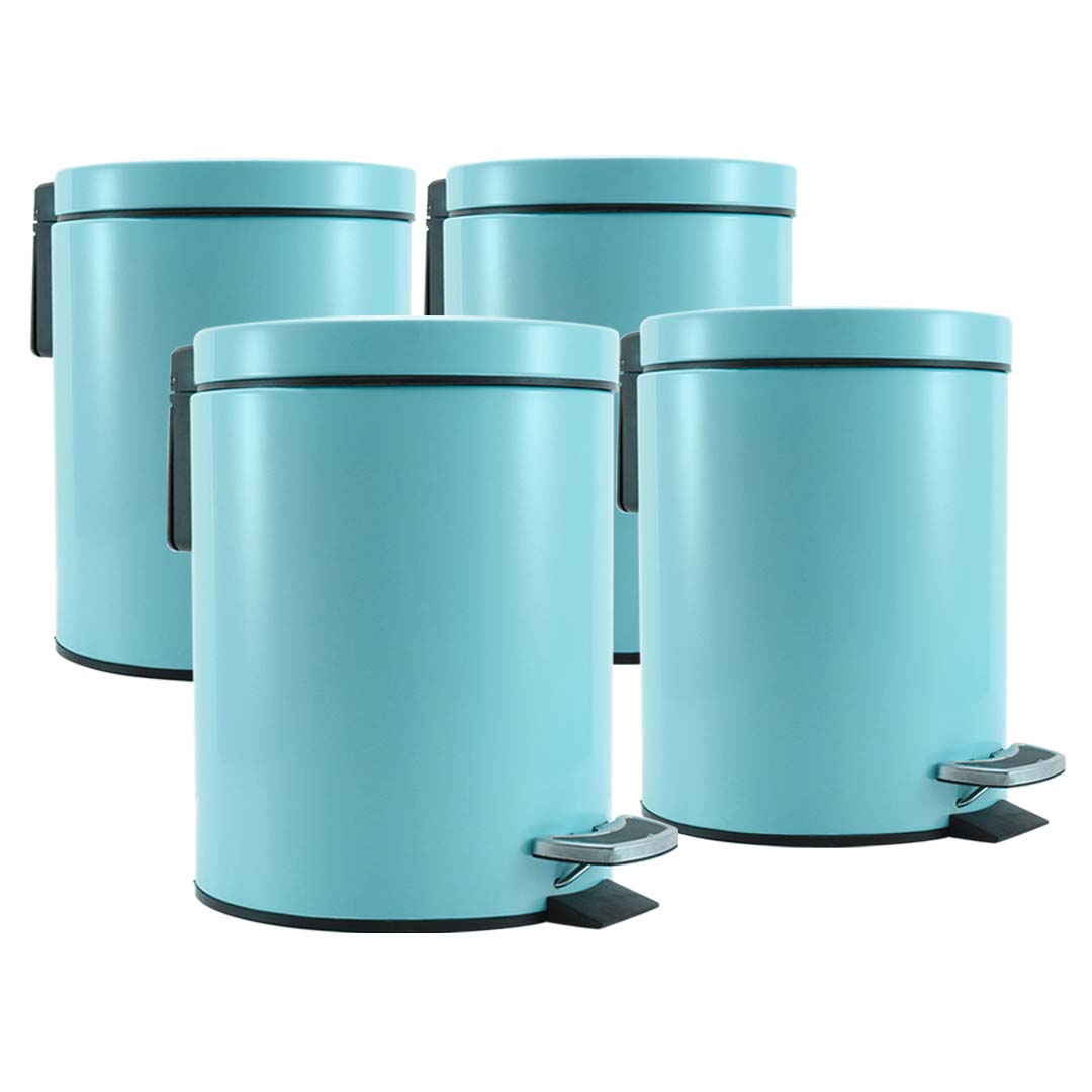 SOGA 4X 7L Foot Pedal Stainless Steel Rubbish Recycling Garbage Waste Trash Bin Round Blue - Hospitality Connect