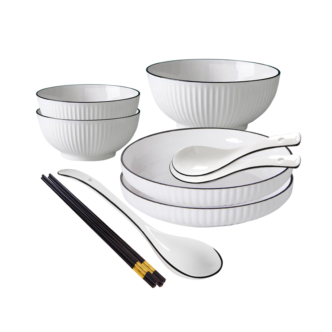 SOGA White Japanese Style Ceramic Dinnerware Crockery Soup Bowl Plate Server Kitchen Home Decor Set of 5 - Hospitality Connect